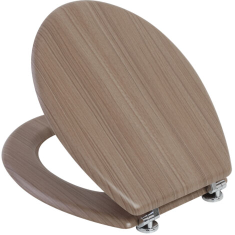 Copriwater universale in legno MDF marrone con cerniere regolabili (1/4)