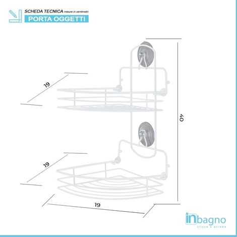 Mensola angolare per doccia con fissaggio a ventosa in acciaio cromato -  Dinamik