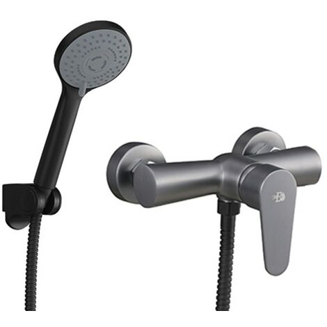 Miscelatore doccia esterno nichel nero satinato con kit doccia Lizzy (1/3)