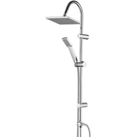 Colonna doccia acciaio cromato H 100 cm con soffione quadrato 20 cm e deviatore