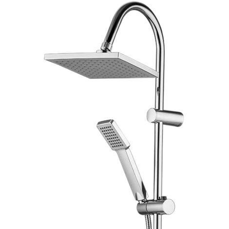 Colonna doccia acciaio cromato H 100 cm con soffione quadrato 20 cm e deviatore