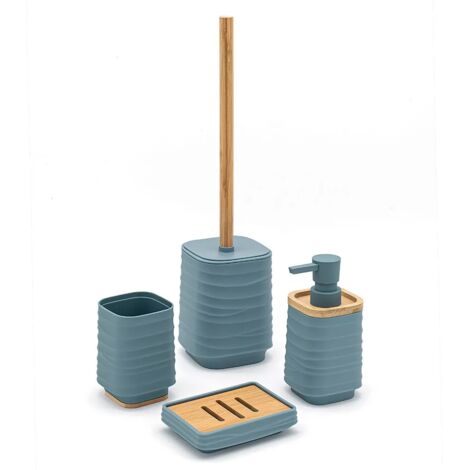 Accessori bagno in set completo da 4 pezzi in abs turchese cobalto linea Wave