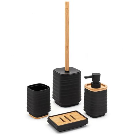 Accessori bagno in set completo da 4 pezzi in abs nero linea Wave (1/5)