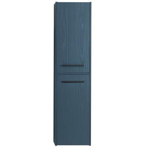 Mobile bagno sospeso 100 cm blu effetto legno con armadietto a specchio  Sofia