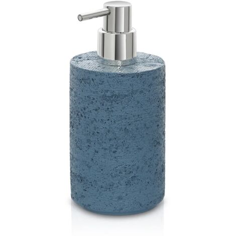 Dispenser sapone da appoggio turchese cobalto in resina effetto pietra Matera