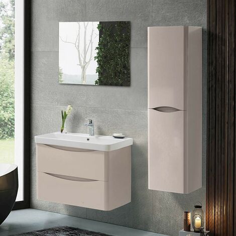 INBAGNO - Mobile bagno sospeso 80 cm Beige con Specchio a filo Zen