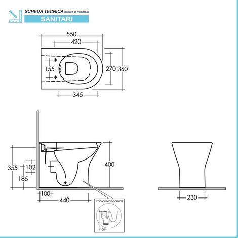 Sanitari filo muro nero opaco con sedile slim softclose Feeling