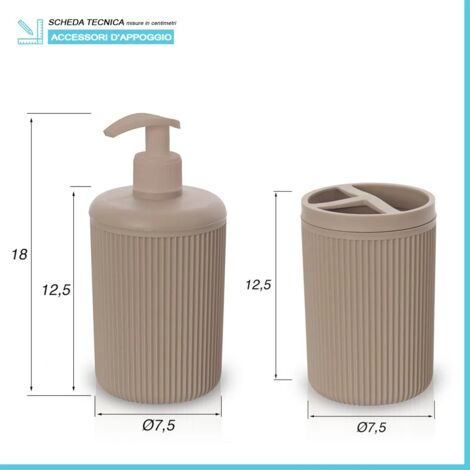 Set Accessori Bagno In Ceramica 3 Pezzi - Stile Bohémien/Rustico Con Dispenser Sapone, Portaspazzolino E Portasapone, Finitura Lucida Effetto Marmo - 2