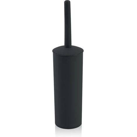 Scopino wc da appoggio nero in plastica con portascopino