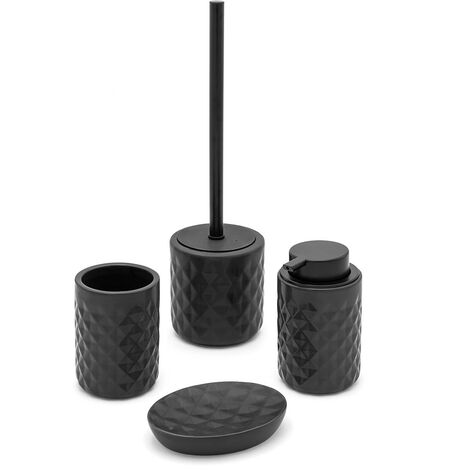 Set accessori bagno nero da appoggio dispenser e portaspazzolini in ceramica  Cristal
