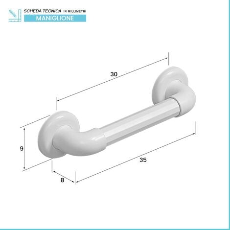 Maniglione di sicurezza per disabili 30 cm portata max 120 kg