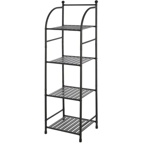 Scaffale bagno H 116 in metallo design nero con quattro ripiani