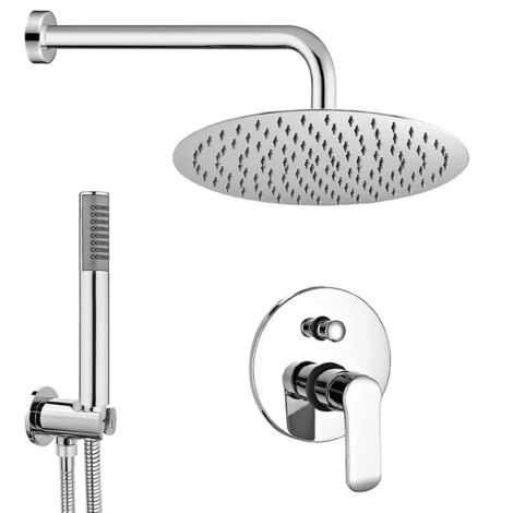 Set doccia incasso con braccio soffione slim e kit doccino acciaio cromo Dalila