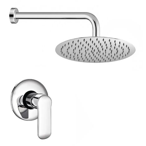 Set doccia incasso cromato con braccio e soffione ultra slim in acciaio Dalila