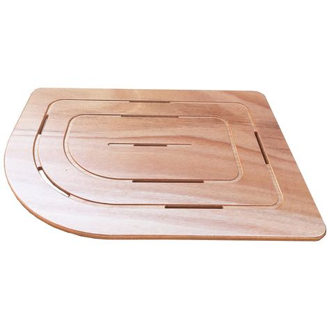 Pedana Doccia in Legno Marino 74 x 55 cm Stondato Lato Sinistro per Piatto  Doccia 70