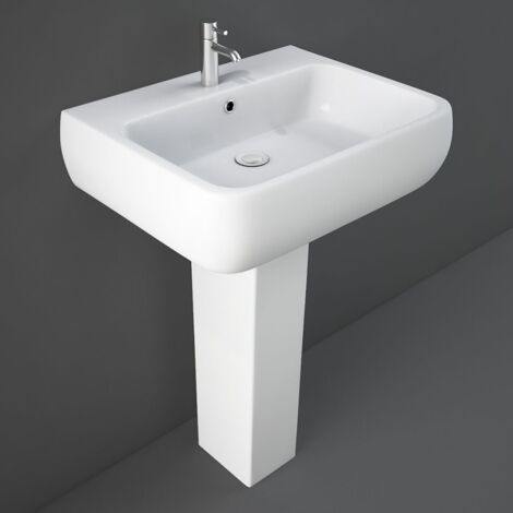 Lavandino con colonna 60x47 cm Rak serie Metropolitan in ceramica bianca lucida