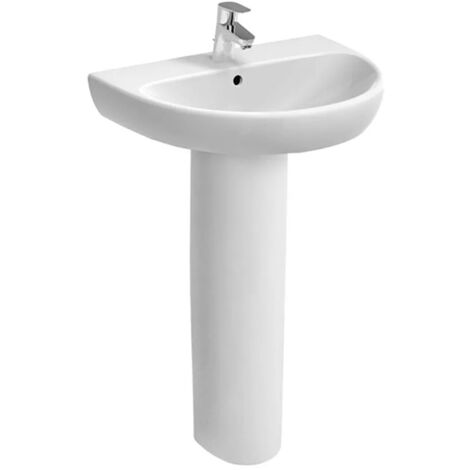 Lavabo con colonna Geberit 55 cm in ceramica bianco Selnova