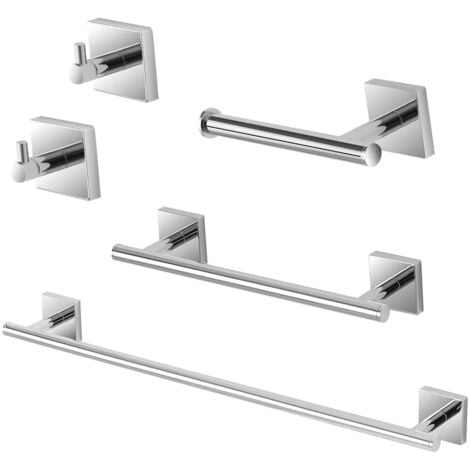 Set accessori a muro 5 pezzi in acciaio cromato e viti incluse  Easy