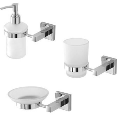 Set accessori a muro 3 pezzi in metallo cromato e viti incluse  Rock