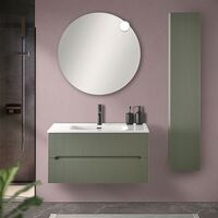 Mobile bagno sospeso cannettato 90 cm verde con specchio Bali