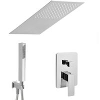 Set doccia incasso Kubo con soffione a muro 25x52 cm e kit doccia