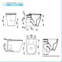 Sanitari filomuro Rimless Mirto scarico traslato e sedile soft close