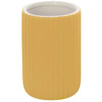 Portaspazzolini bagno da appoggio giallo in ceramica soft touch Spring
