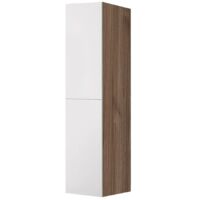 Colonna per lavanderia H 180 cm effetto legno e ante in bianco Wanda
