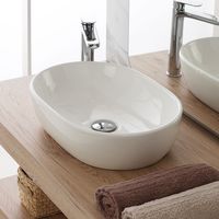 Ciotola da appoggio in ceramica ovale 47,5x34 cm bianco lucido