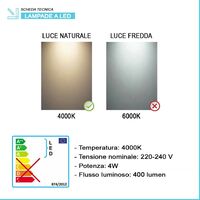 Lampada led specchio bagno L. 30 cm luce naturale 4000K in alluminio cromo