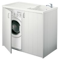 Mobile copri lavatrice 109x60 cm con lavatoio asse e kit di scarico