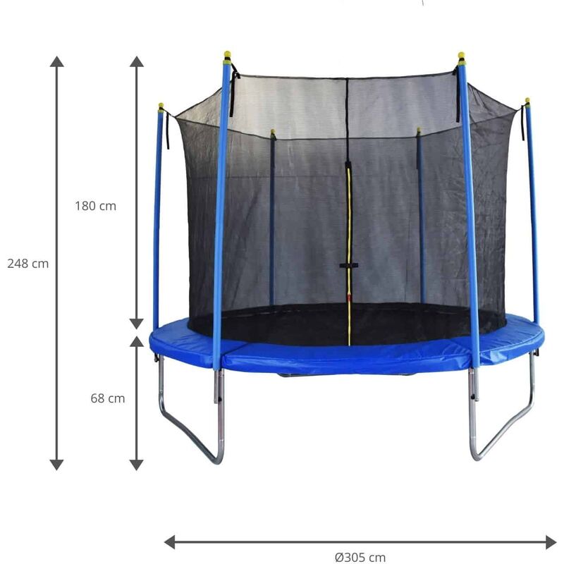 Trampoline enfant Ø 1,40 × 1,60H m filet de sécurité porte zipée