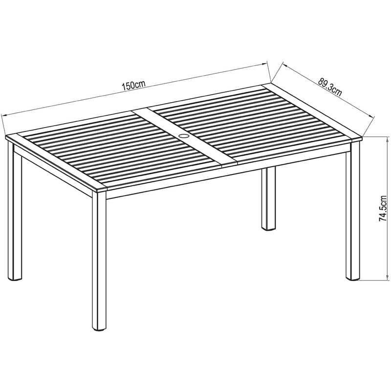 Table à Manger de Jardin Chillvert Imperia Bois Aluminium 150x89,3x74,40 cm 6 Personnes 