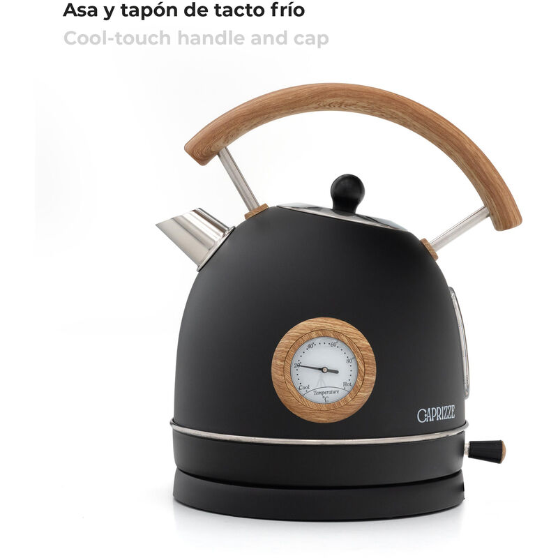 Bouilloire Électrique Rétro Avec Thermomètre, Entièrement En Acier