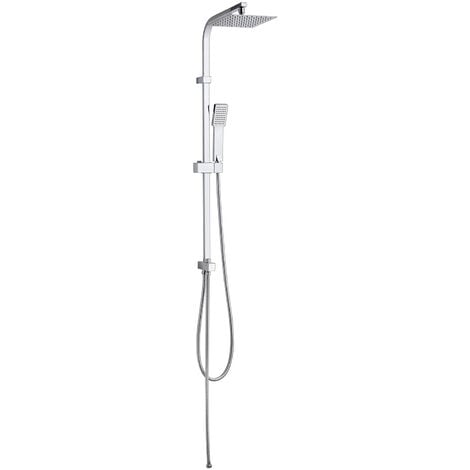 Colonne de douche avec inverseur, tuyau flexible, douchette à main et  pommeau de douche 25x25cm