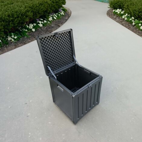 Coffre De Rangement Jardin 775L En Résine - Noir - Avec Amortisseurs Gaz Et Revêtement De Sol - Verrouillage Intégré