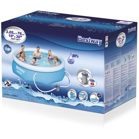 Piscine Autoportante Bestway Fast Set 305x76 cm Filtre à Cartouche de 1.249 litres/heure