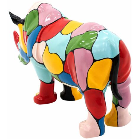 Statuette Figurine Décorative Rhinocéros Taille L Kuatéh en Polyrésine 104x26x47 cm Multicolore