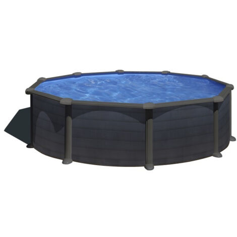 Piscine ronde en acier Gre Kea 460x120 cm avec échelle avec plateforme et purificateur de sable 4 000 L/h, couleur anthracite (1/5)