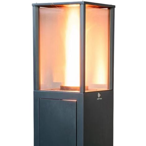 Poêle à Pellets d'Extérieur Kekai Capri 35,5x35,5x137 cm Puissance 17200 W Surface Chauffage 12,5 m2  Allumage rapide  Roues