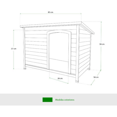 Niche pour Chien Petit Gardiun Sugar 58x85x58 cm avec Toit à 1 Pente et Toiture en Asphalte