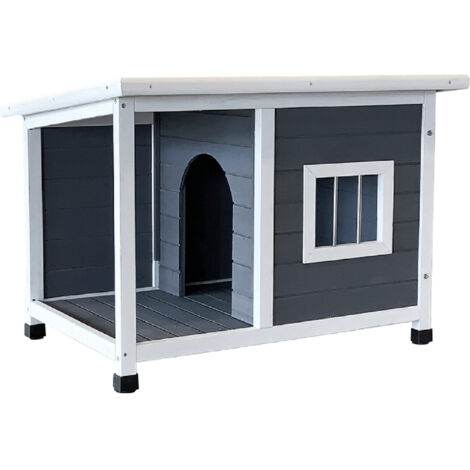 Gardiun – Niche pour petit chien 85 x 58 x 60 cm – Accès frontal et supérieur – Bois de pin traité – Toit en toile bitumée – Dimensions de la porte 23 x 35 cm