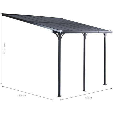 Pergola Gardiun Elliot - 18,8 m² 619x305x227/272 cm Aluminium et Polycarbonate