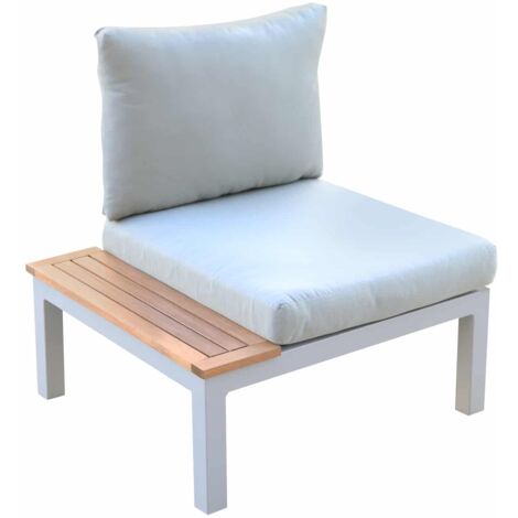 Fauteuil de jardin aluminium gris 78,2x76,6x73 cm – Table d'appoint intégrée – Coussins en polyester – Design moderne pour extérieur – Chillvert
