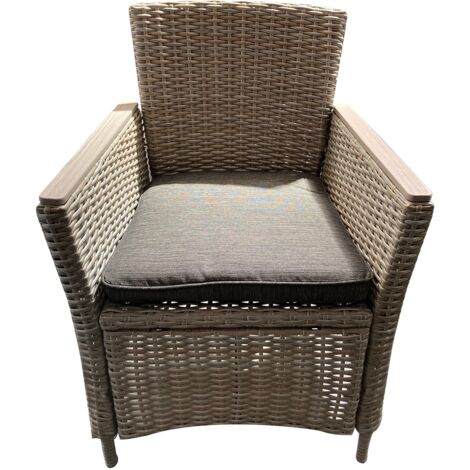 Chillvert – Fauteuil de jardin en rotin synthétique et métal – Coussin gris anthracite – Dossier haut pour confort – Dimensions 65x68,5x93,5 cm