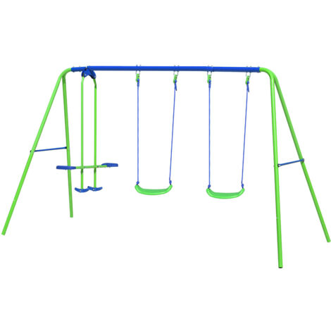Balançoire d'extérieur pour enfants 3-8 ans – Cadre en métal double siège – Dimensions 280x140x180 cm – Poids max 45 kg – Outdoor Toys