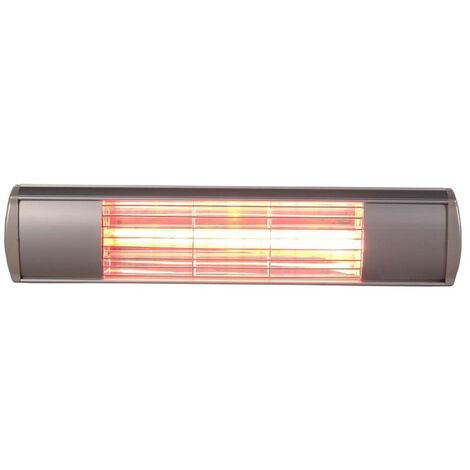 Kekai – Radiateur électrique infrarouge halogène 1500 W – Montage mural intérieur/extérieur – Protection IP65 – Aluminium gris 53,5x16x11,5 cm