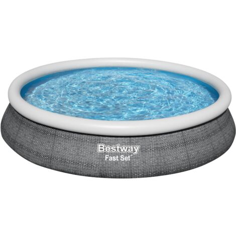 Bestway Piscine gonflable ronde Bestway Fast Set 457 x 84 cm effet rotin