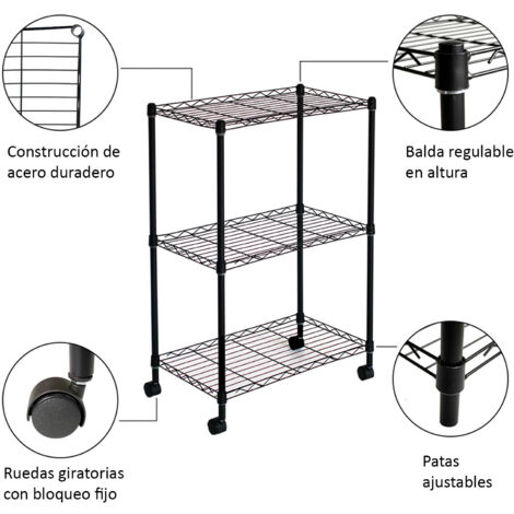Étagère De Rangement Pliable 4 Niveaux Sur Roulettes - Kim 160 Kg Charge Max, Acier Blanc, 84-71,5 X 36 X 122,5 Cm
