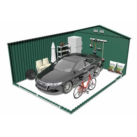 Garage Voiture Metallique Gardiun Kent 18 M Exterieur 480x380x232 Cm